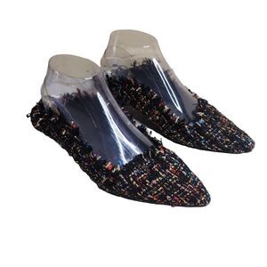 NWOB Jeffrey Campbell Pennie women's tweed pointed toe PVC slingback pumps 7.5